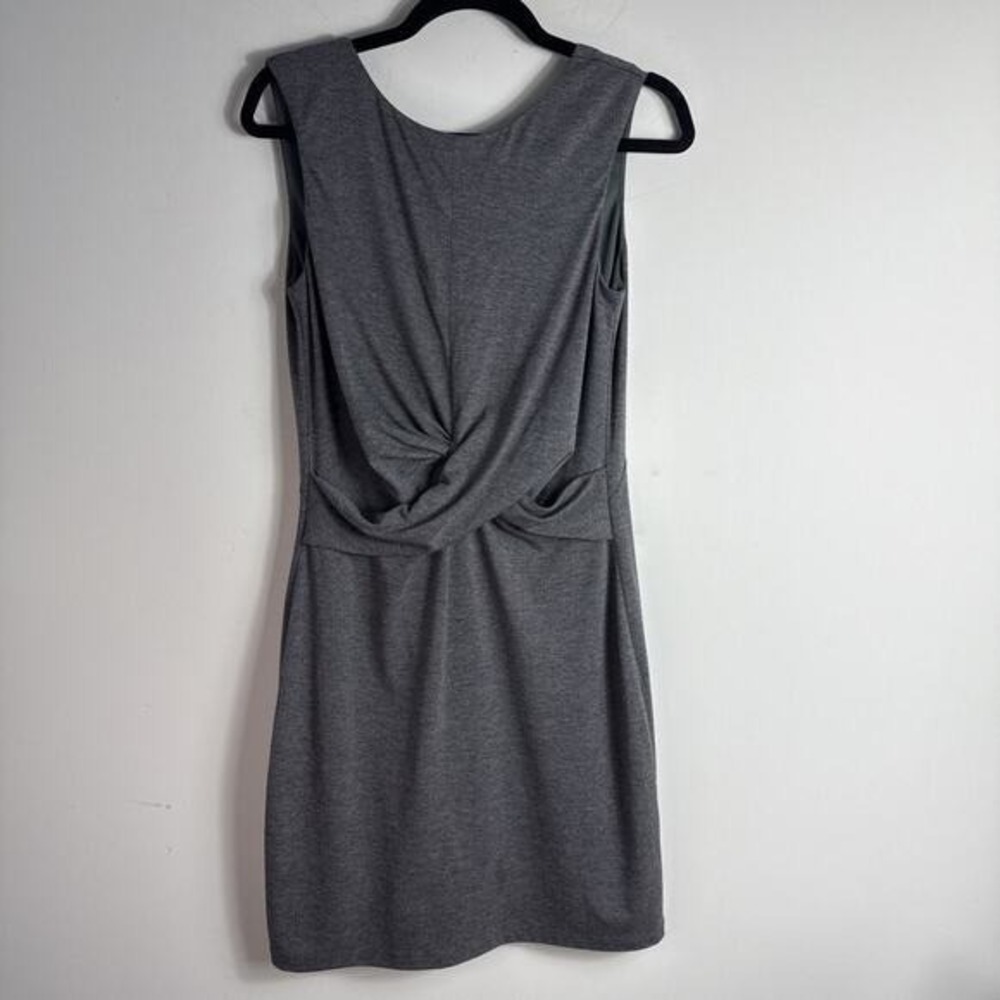 Luna Dress Gray Twist Front Open Back Sleeveless Jersey Knit Women Size Large